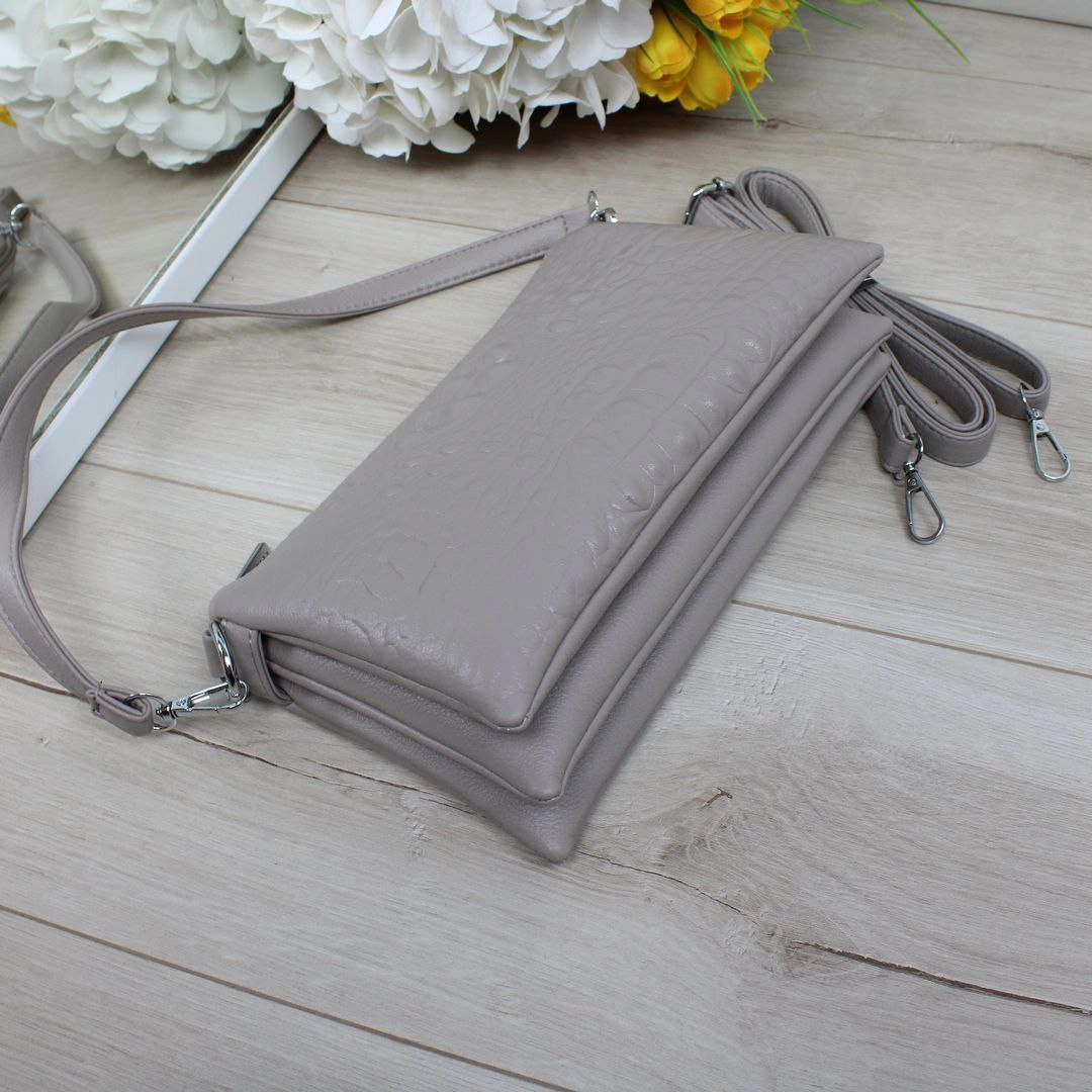 Жіноча крос-боді темно сіро-ліловий з кишенями для молодої мами