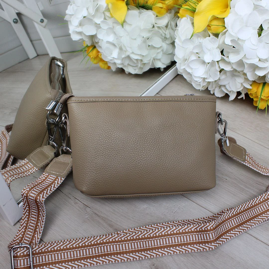 Елегантна сумка крос-боді бежева, шкіра – ідеально для подорожей