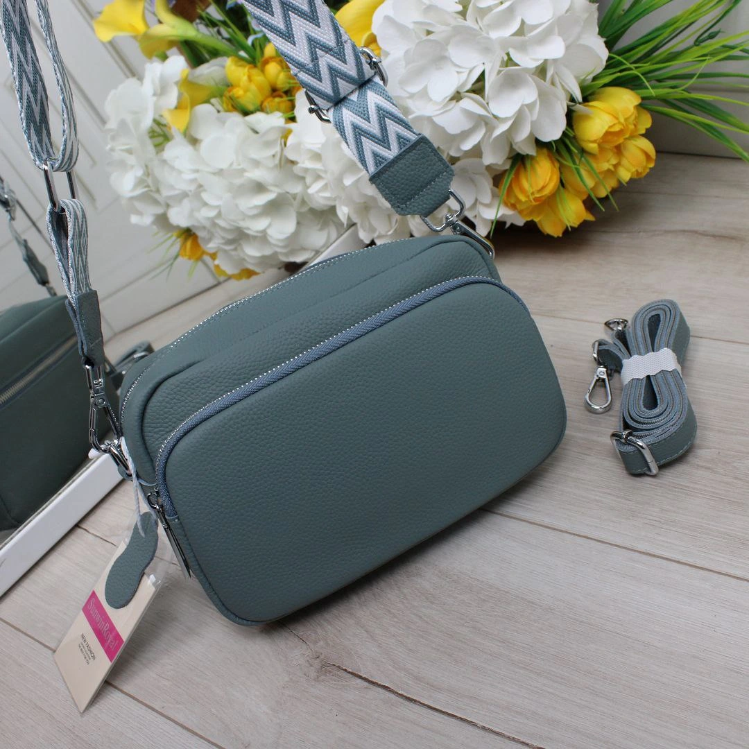 Джинсова сумка крос-боді для подорожей літаком з шкіри