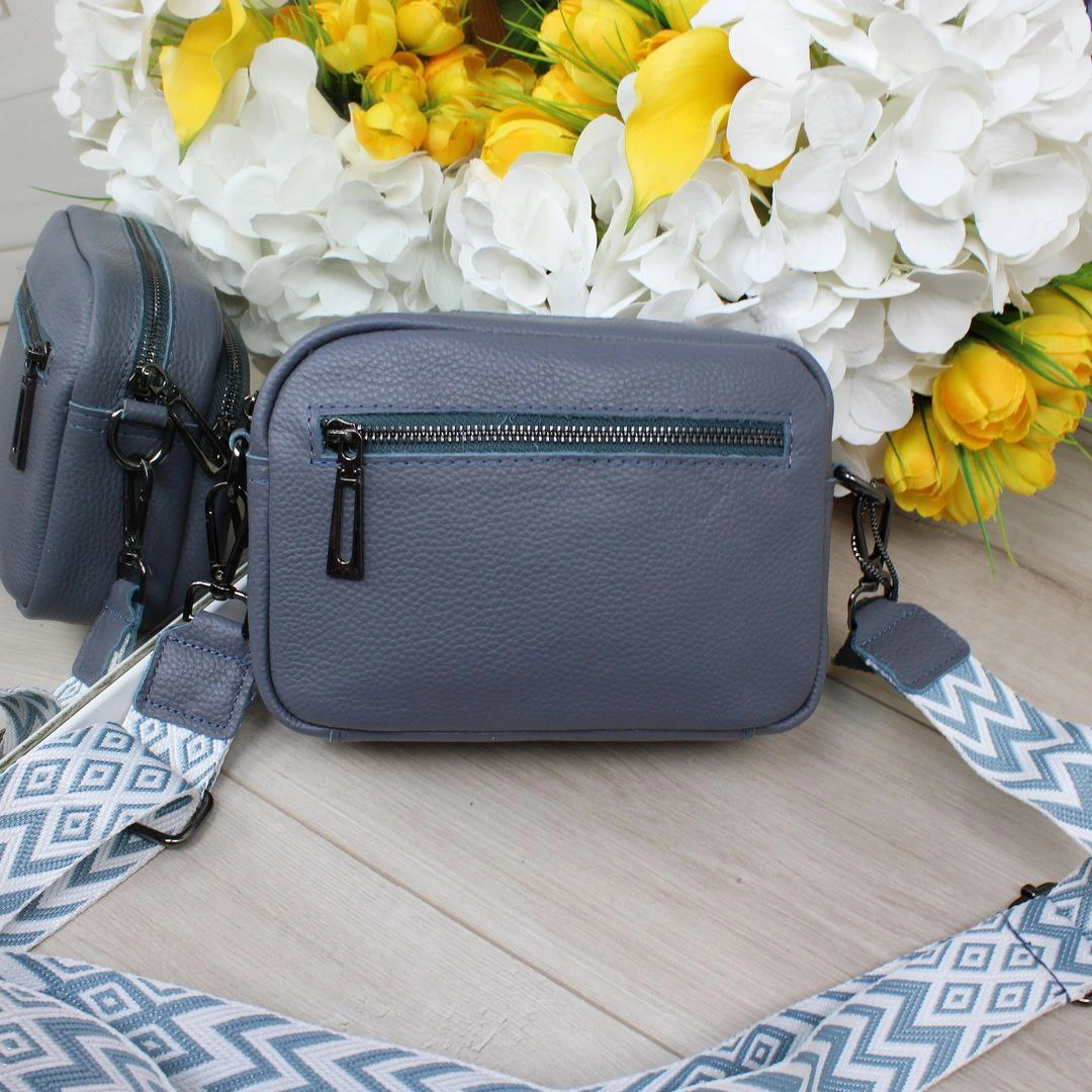 Стильна сумка-торба крос-боді "Джинс" з натуральної шкіри для активних буднів