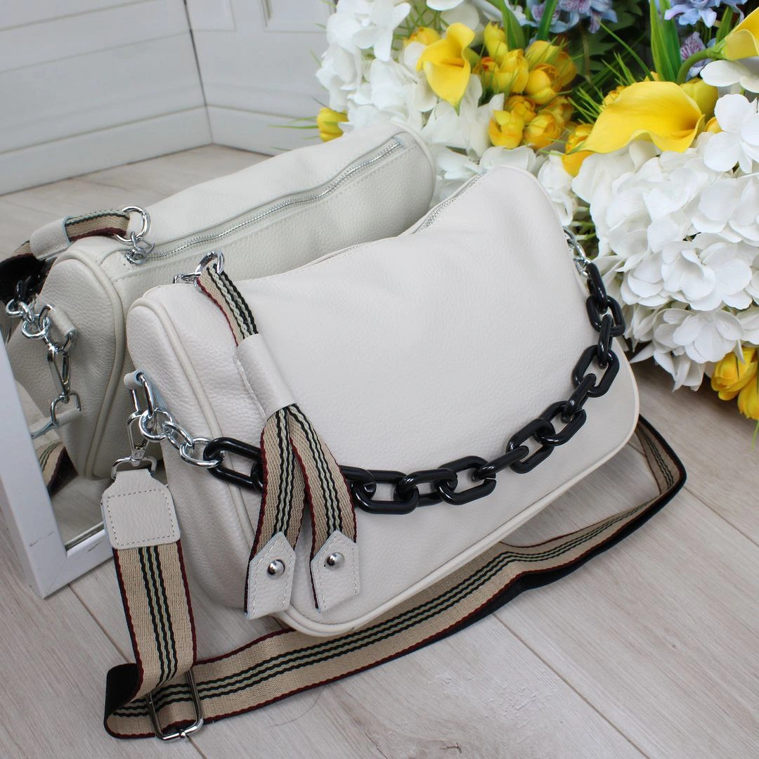 Жіноча сумка молочна крос-боді вишукана для особливих подій