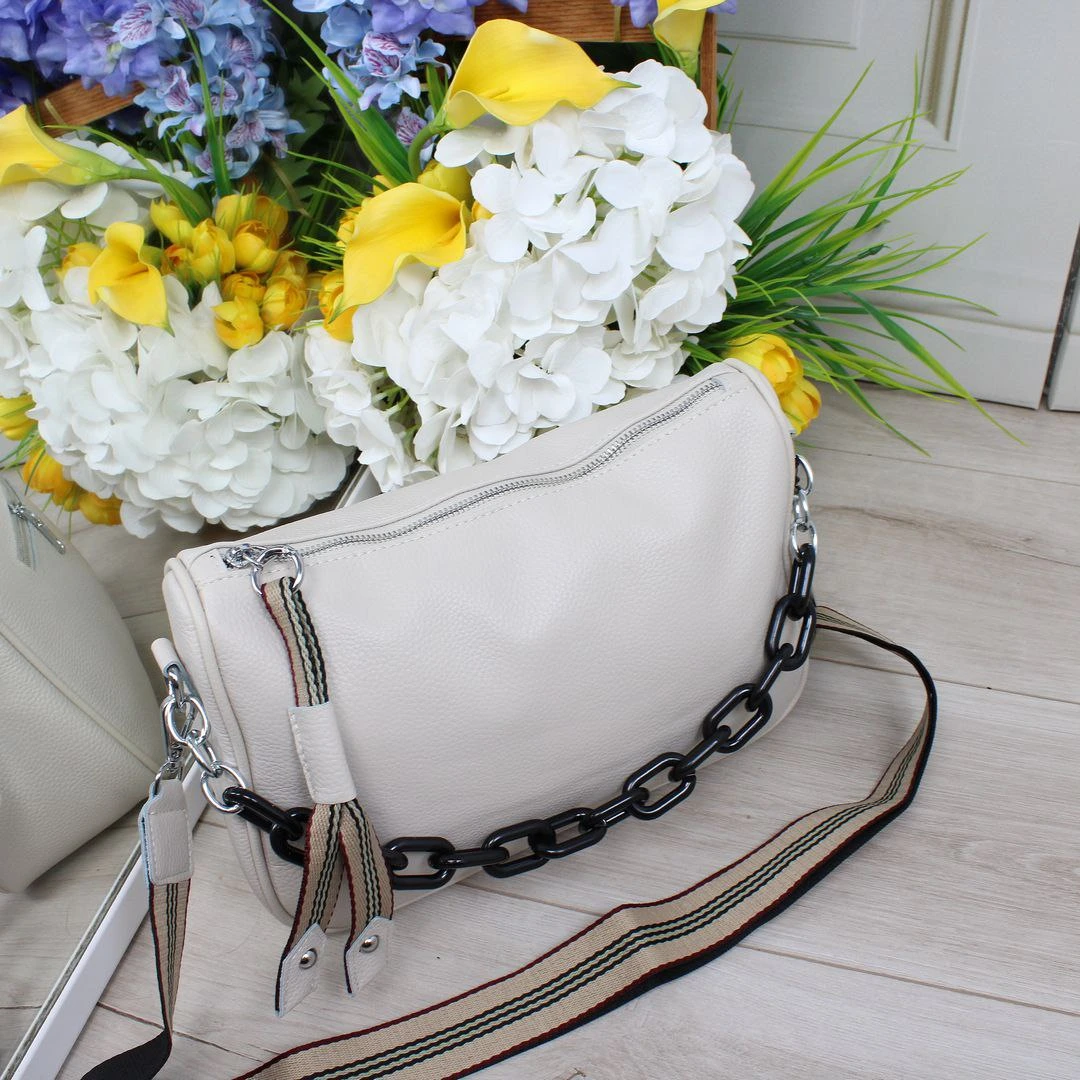 Жіноча сумка молочна крос-боді вишукана для особливих подій