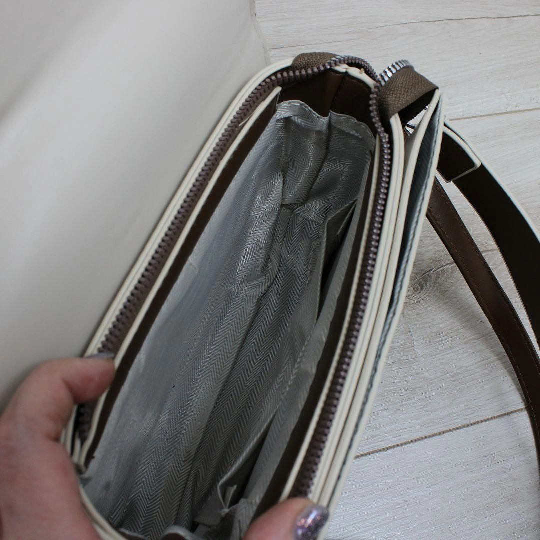 Сумка беж крос-боді універсальна для робочого будня