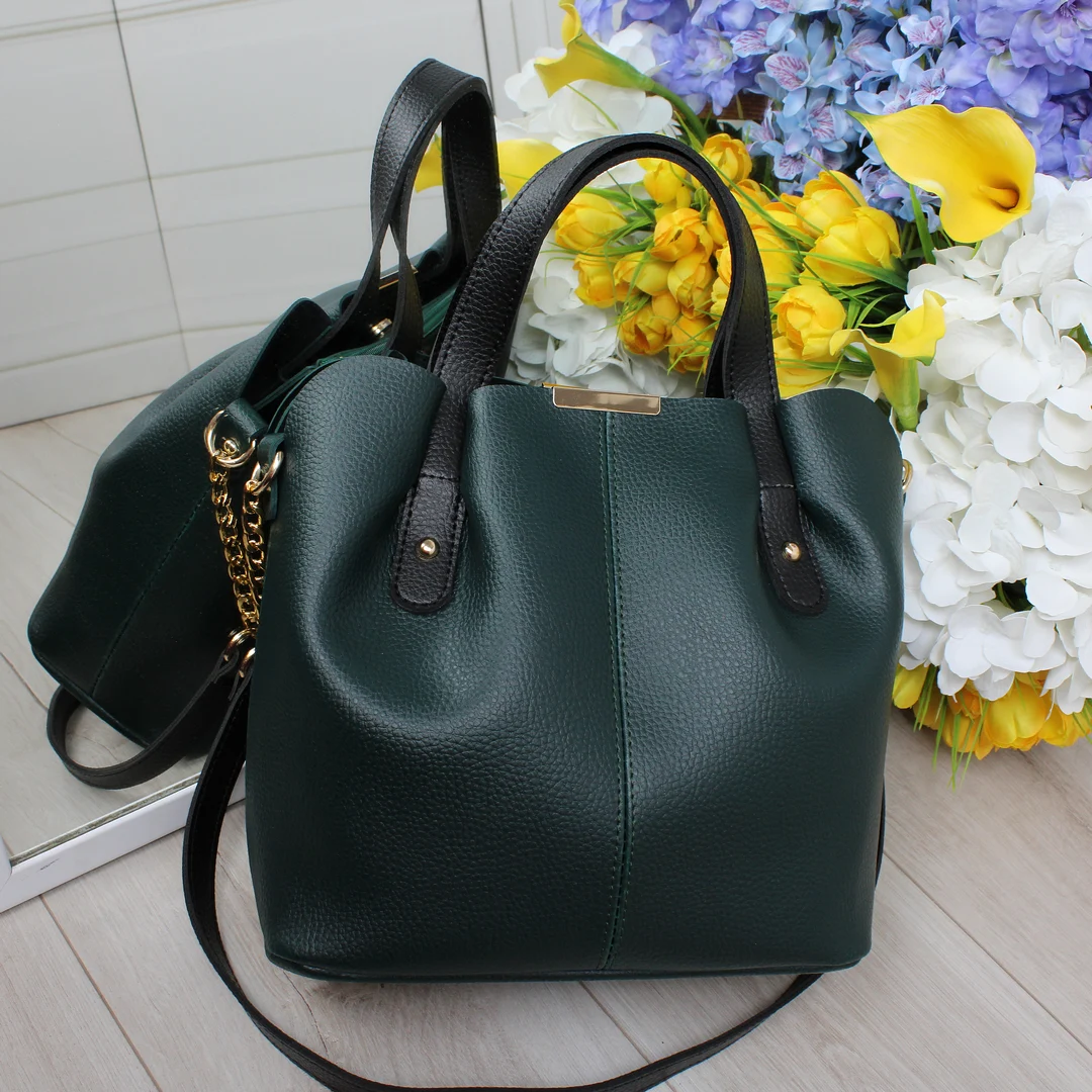 Жіноча сумка зелена класична для любительок природи