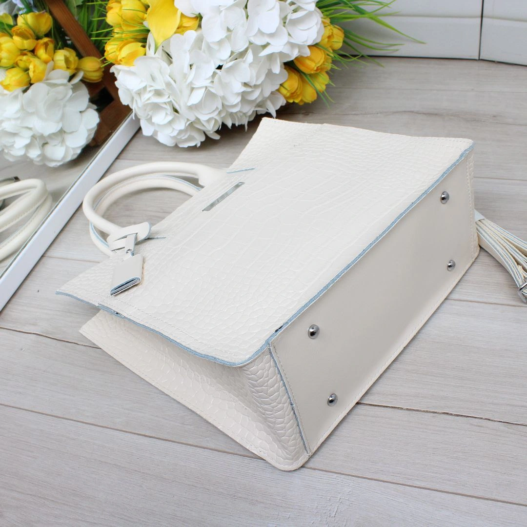 Жіноча молочна сумка з натуральної шкіри для особливих подій