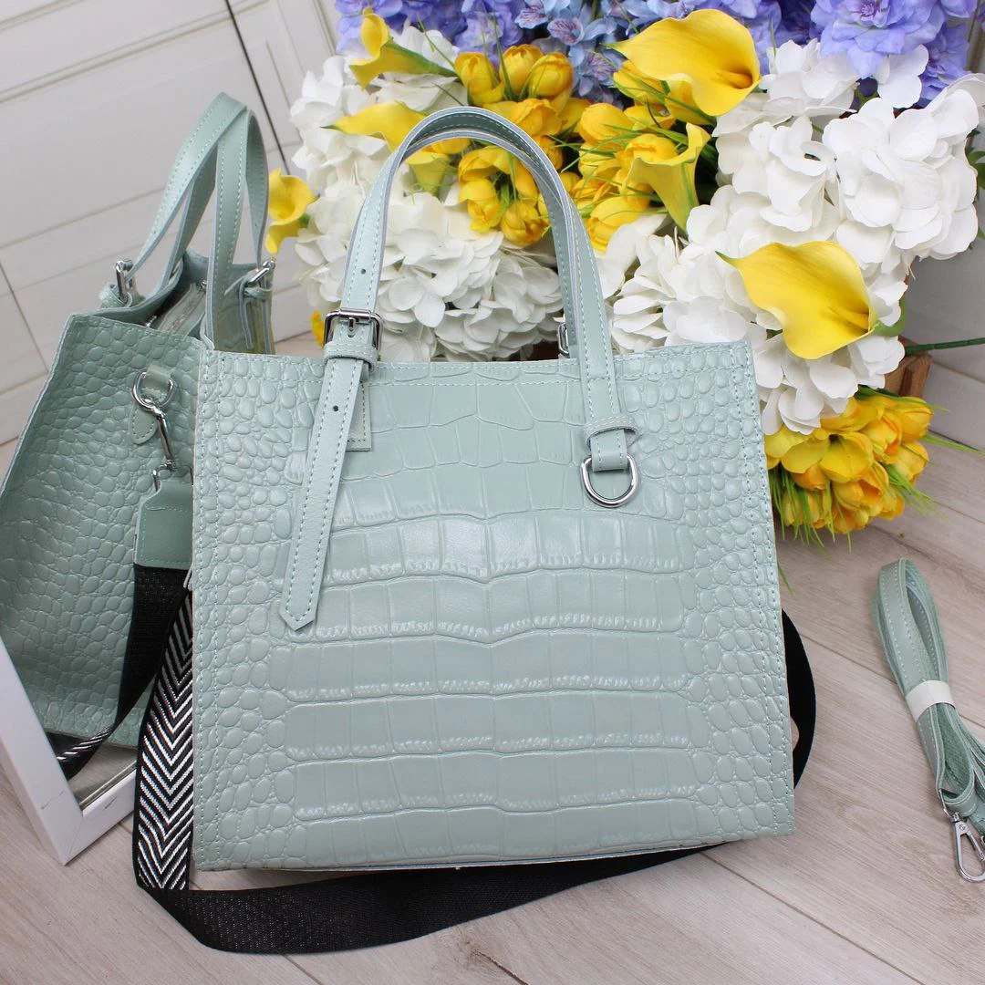 Фісташкова сумка класична з натуральної шкіри для творчих осіб