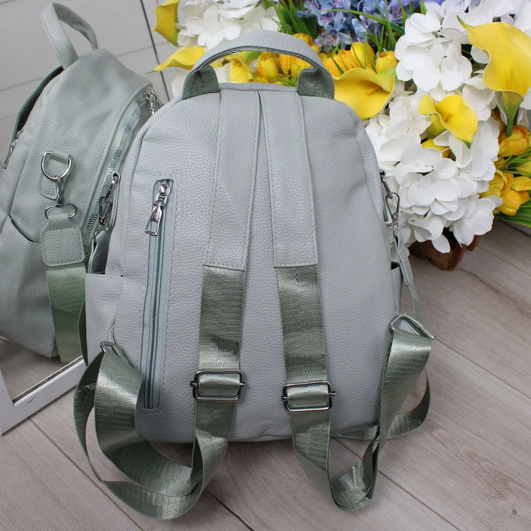 Жіночий рюкзак-сумка світлого кольору фісташка для натхнення