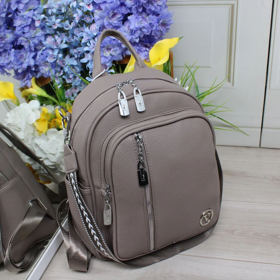 Темно сіро-ліловий рюкзак-сумка для студентки