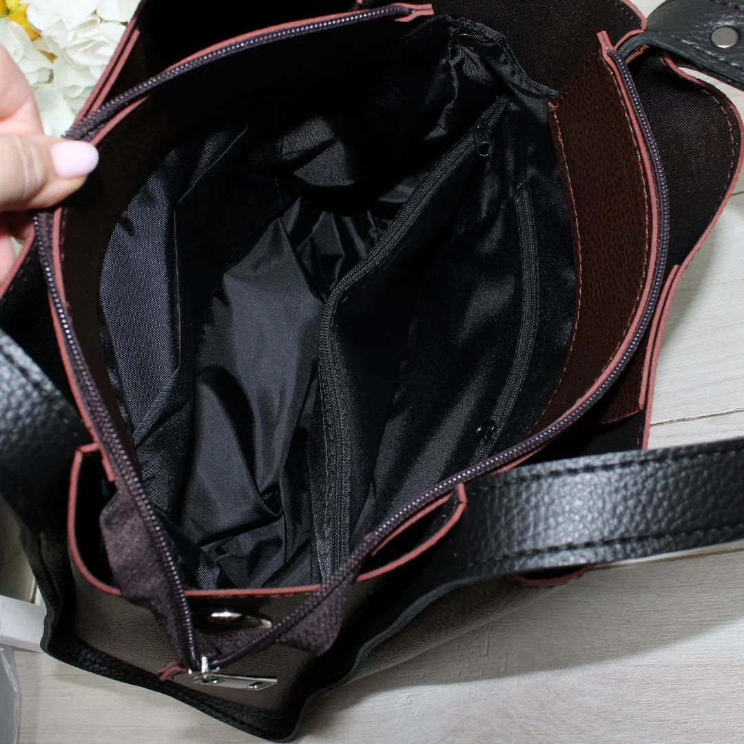 Жіноча сумка через плече з штучної шкіри шоколадного кольору для роботи