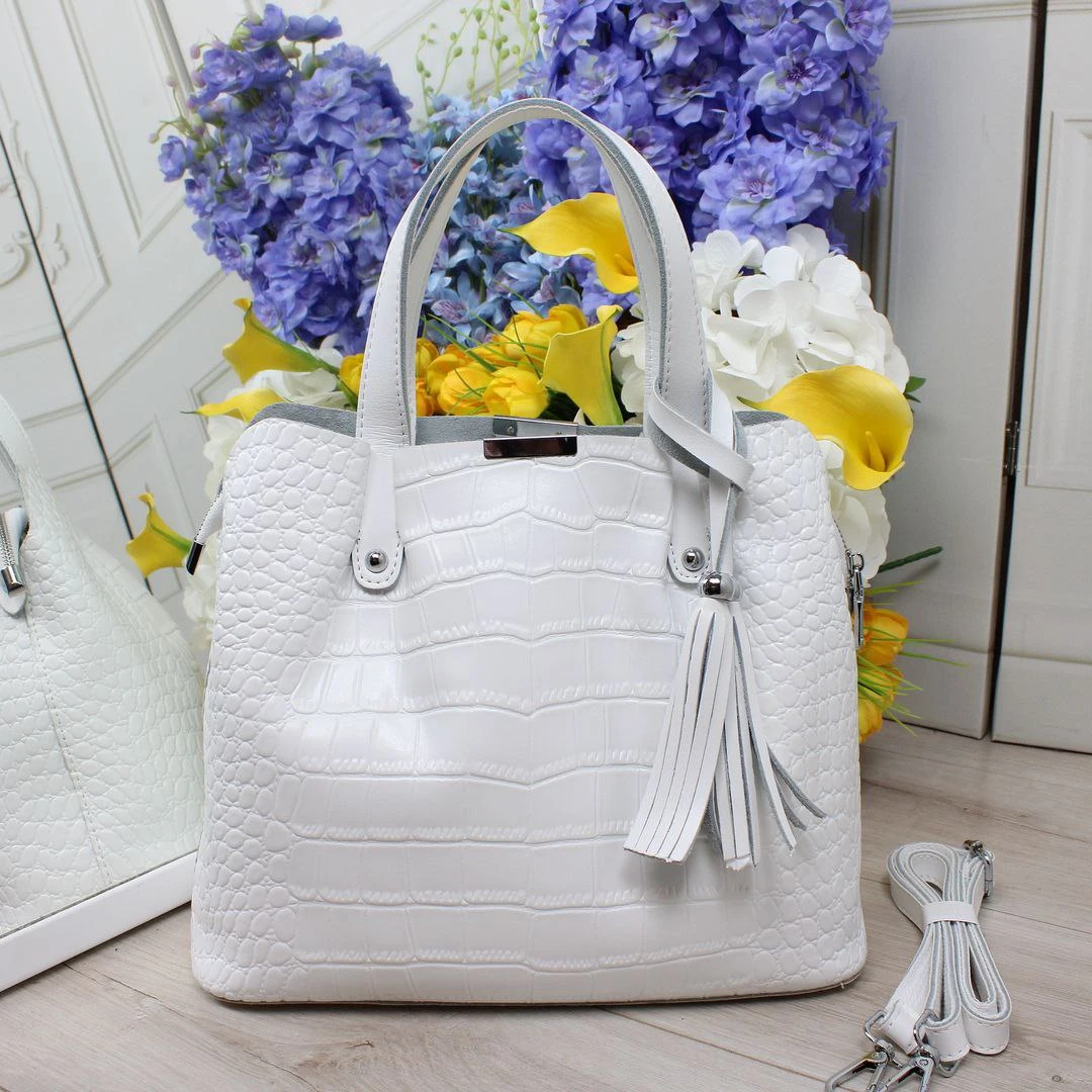 Жіноча біла сумка через плече для літніх подорожей та відпочинку