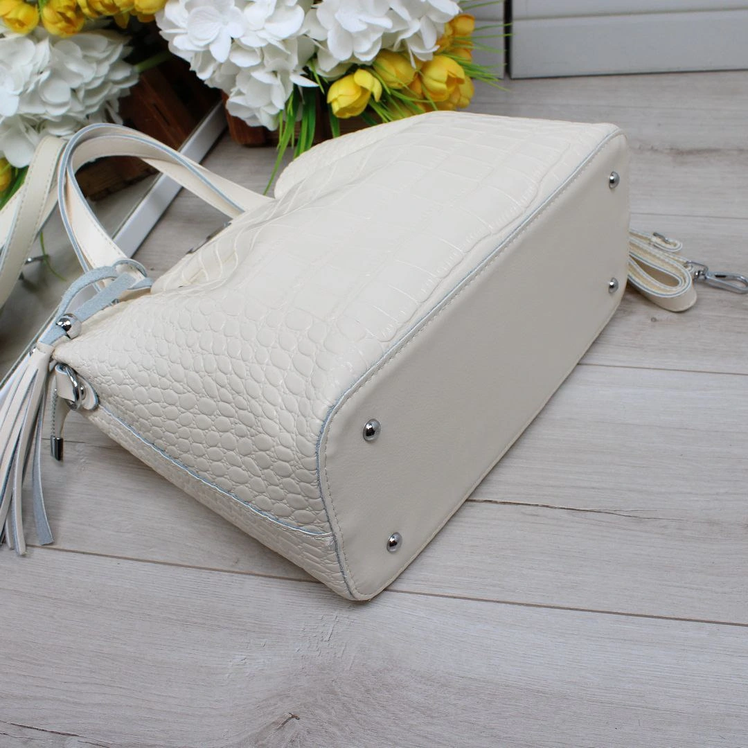 Жіноча молочна сумка з натуральної шкіри для романтичного побачення