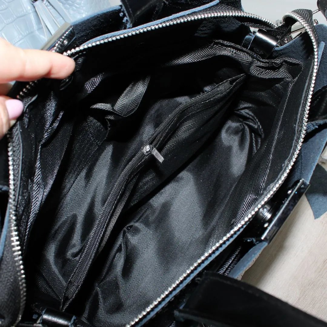 Жіноча ділова сумка з натуральної шкіри чорного кольору для офісу