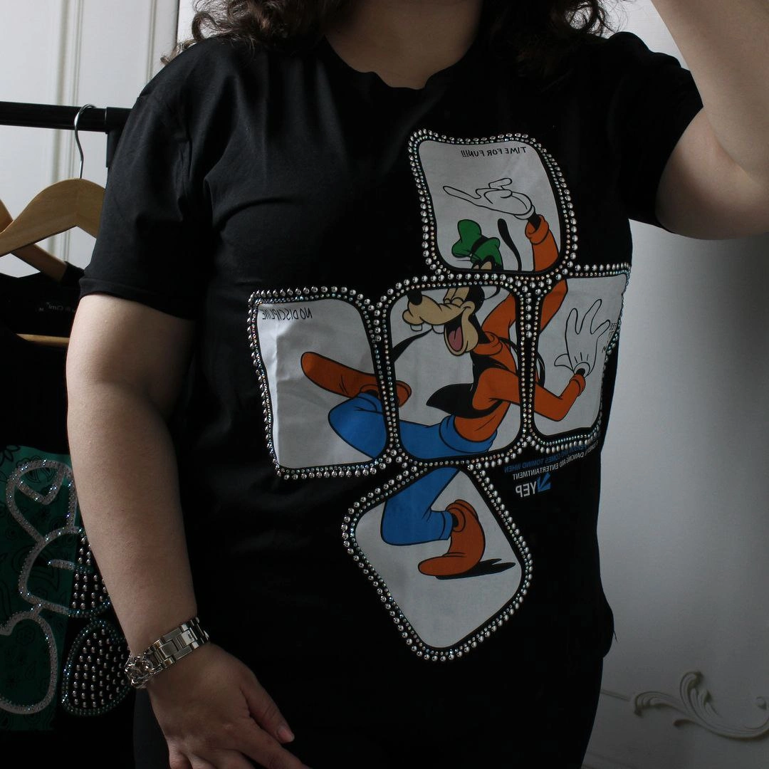 Жіноча чорна футболка з принтом для літніх канікул: бавовняна