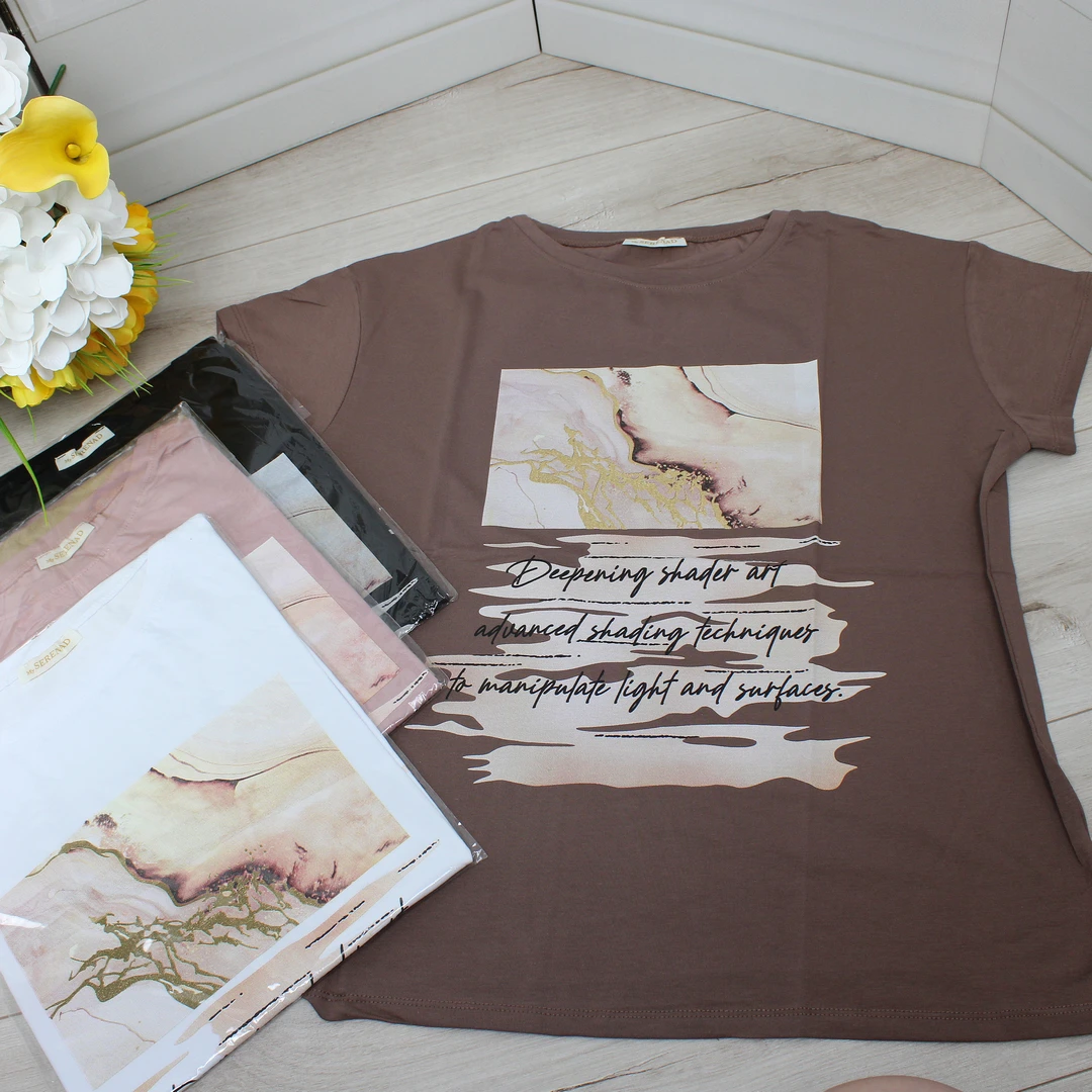 Жіноча футболка батал капучіно для відпочинку на природі: комфорт