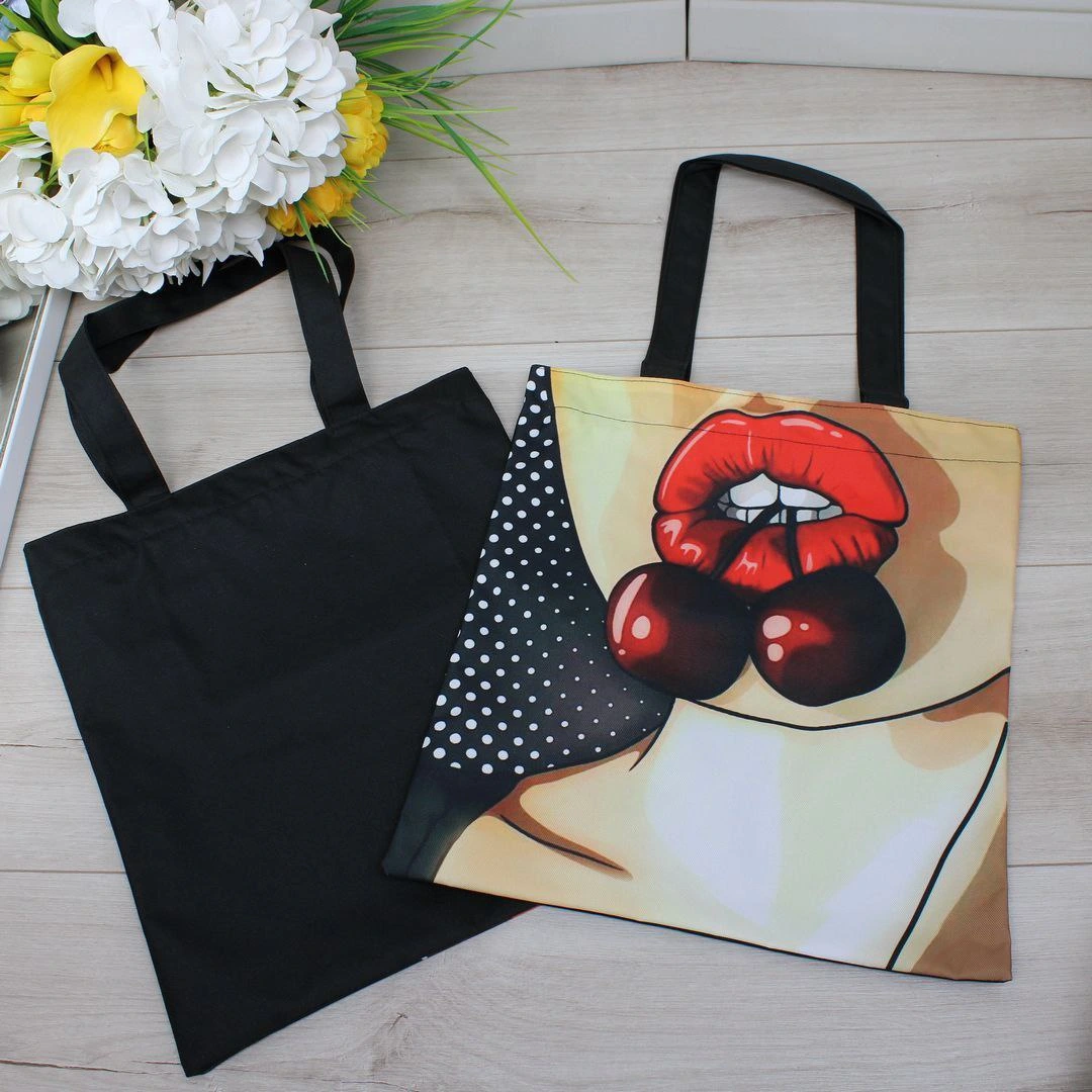 Жіноча сумка-шопер з принтом для прогулянок та пікніків