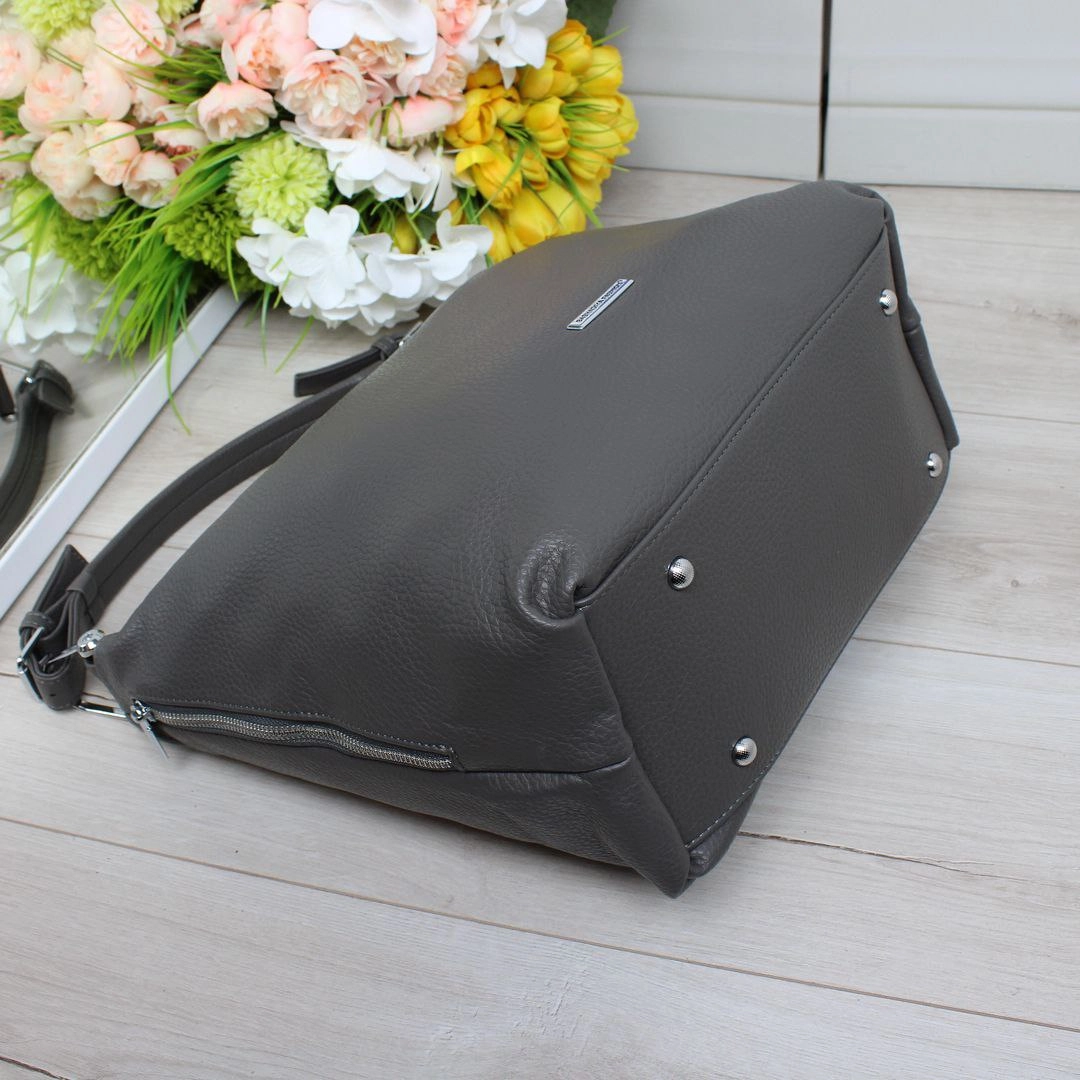 Жіноча сумка-мішок Графіт для роботи A4 – елегантність та функціональність