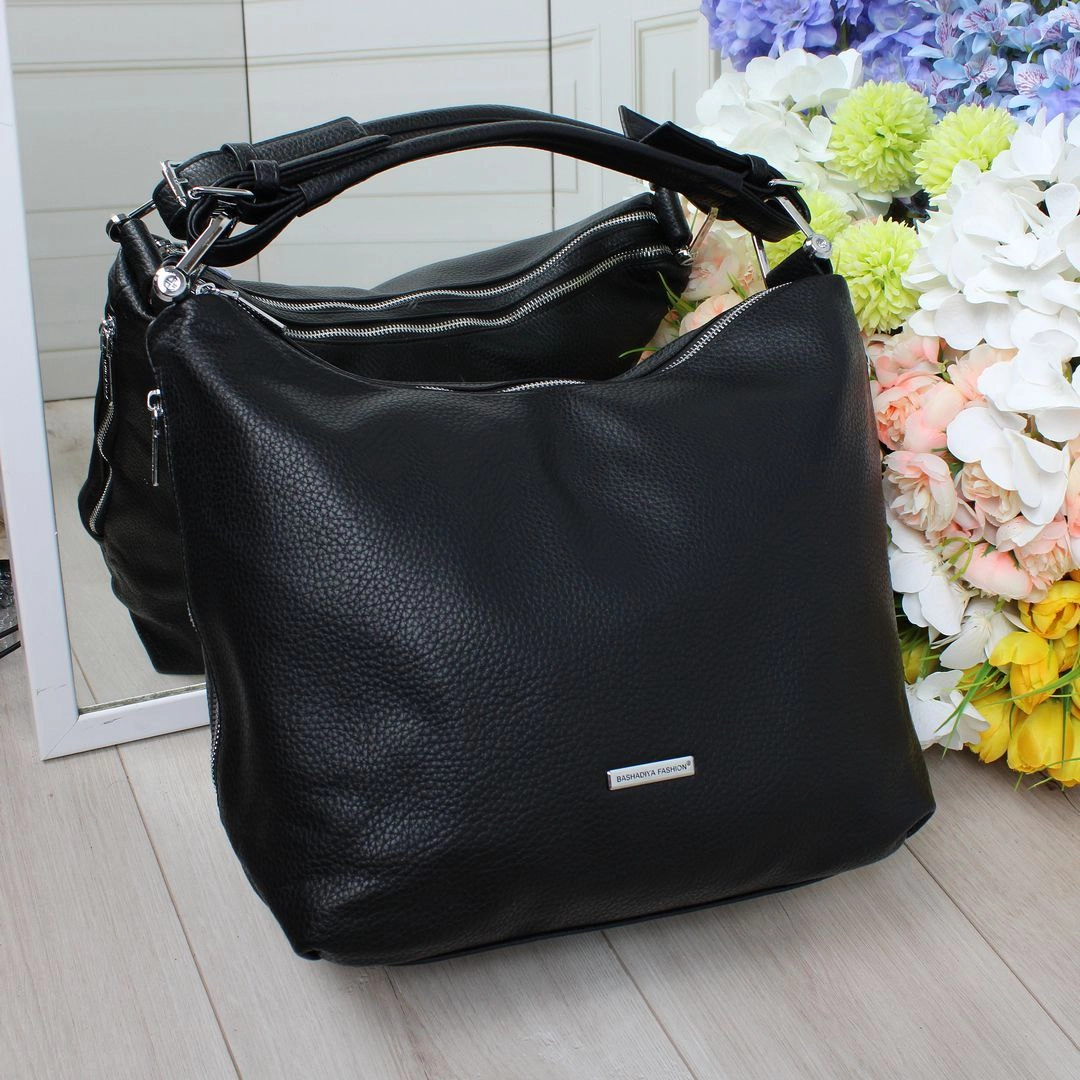 Стильна чорна сумка-мішок об'ємна – твій must-have для шопінгу