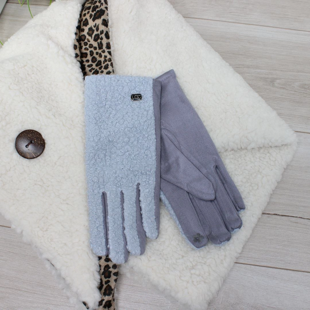 Жіночі блакитні рукавички Тедді з флісу для зими
