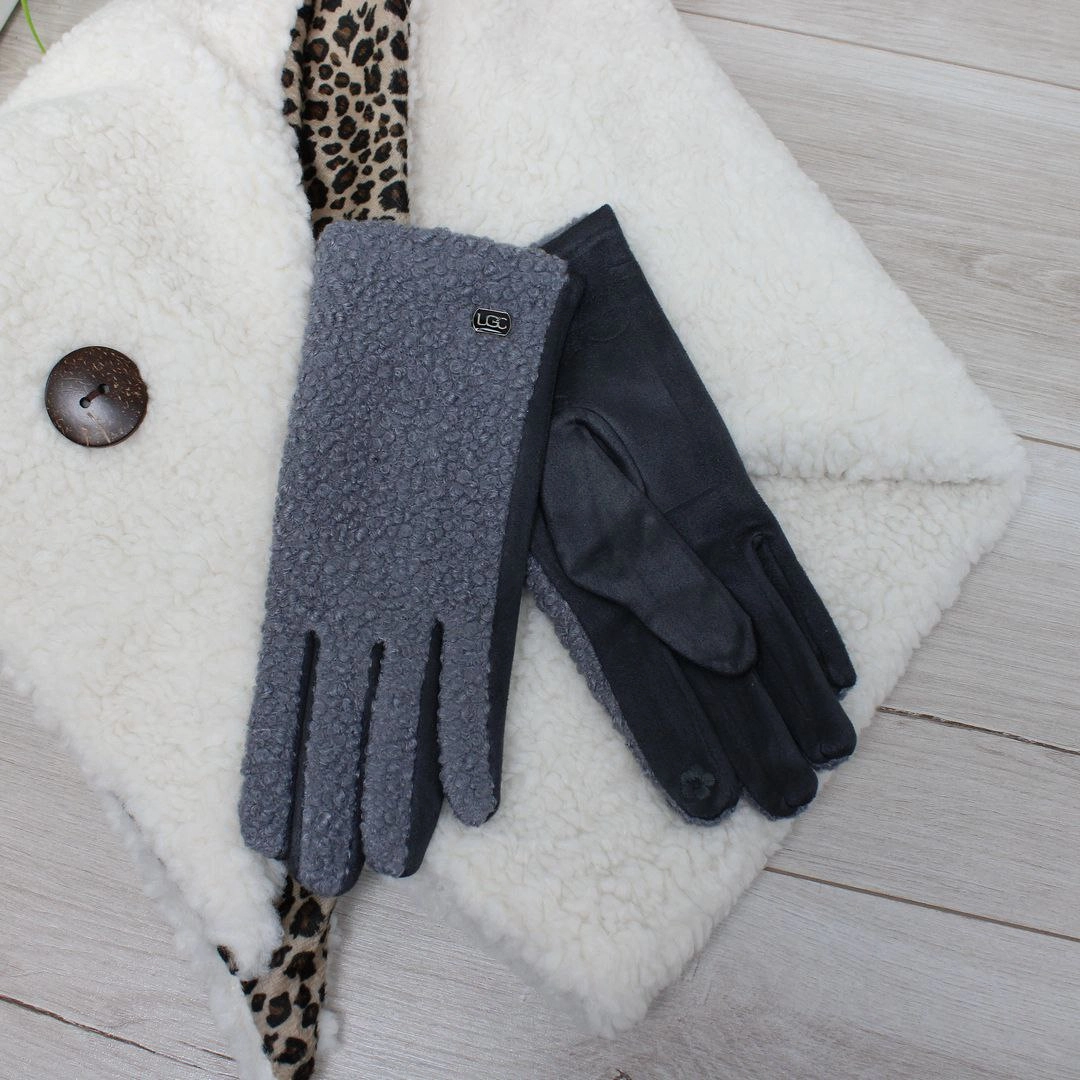 Жіночі графіт рукавички Тедді з флісу для зими