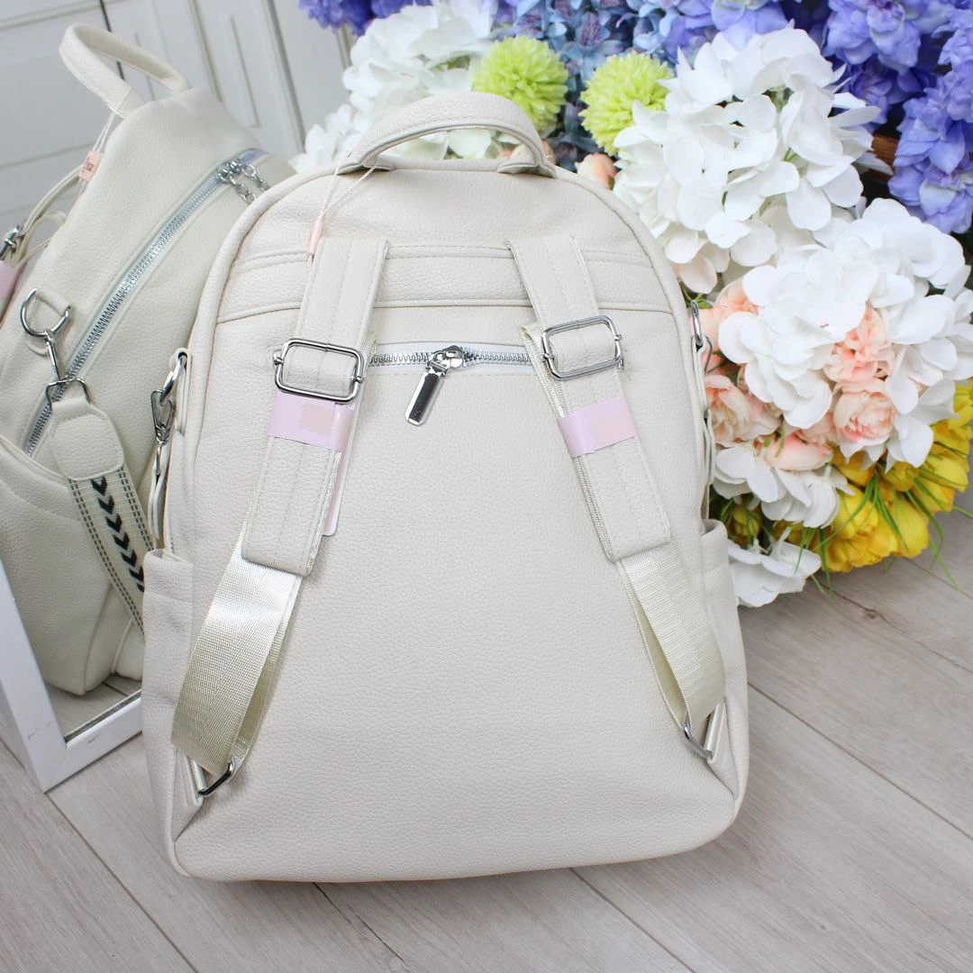 Жіночий молочний сумка-рюкзак з екошкіри формату А4