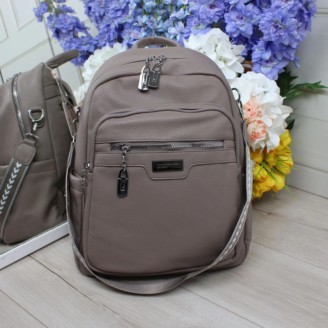 Жіночий сумка-рюкзак капучіно з екошкіри формату А4