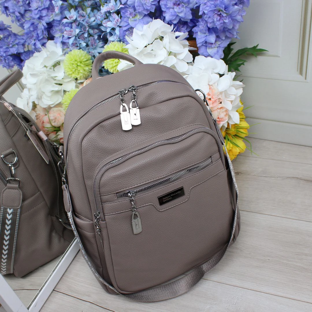 Жіночий сумка-рюкзак капучіно з екошкіри формату А4