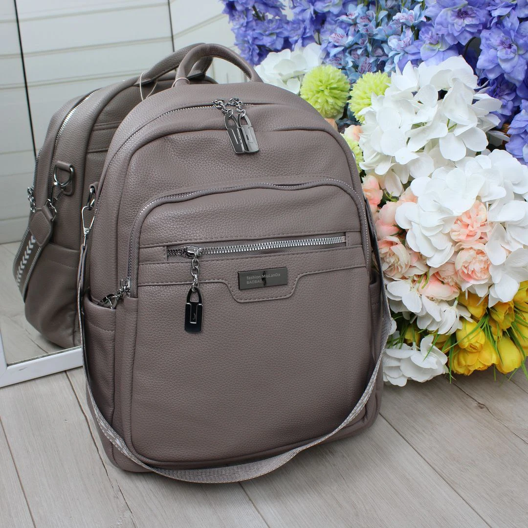 Жіночий сумка-рюкзак капучіно з екошкіри формату А4