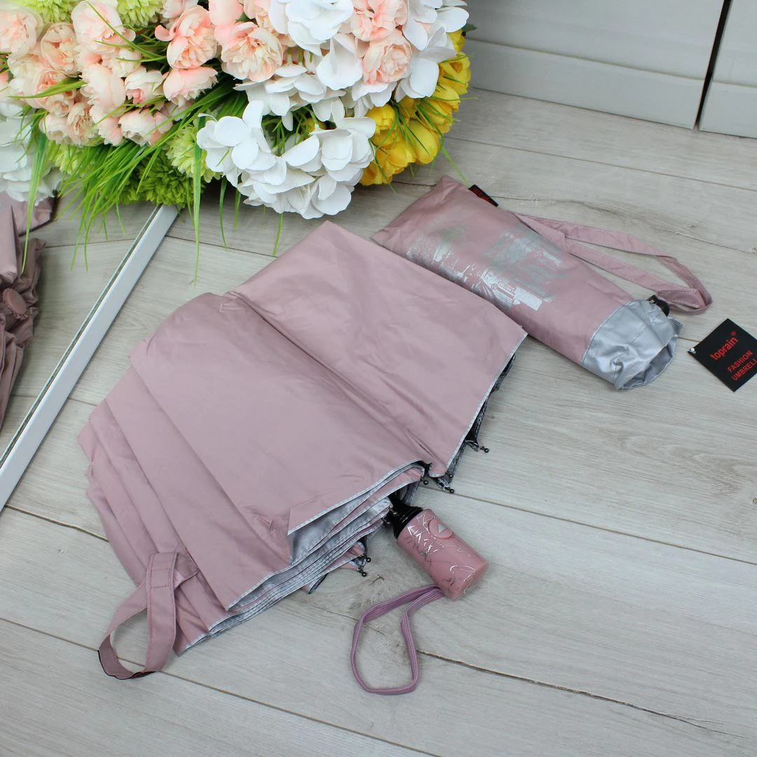 Жіноча пудрово-беж пікасолька з однотонним куполом і внутрішнім візерунком, напівавтомат