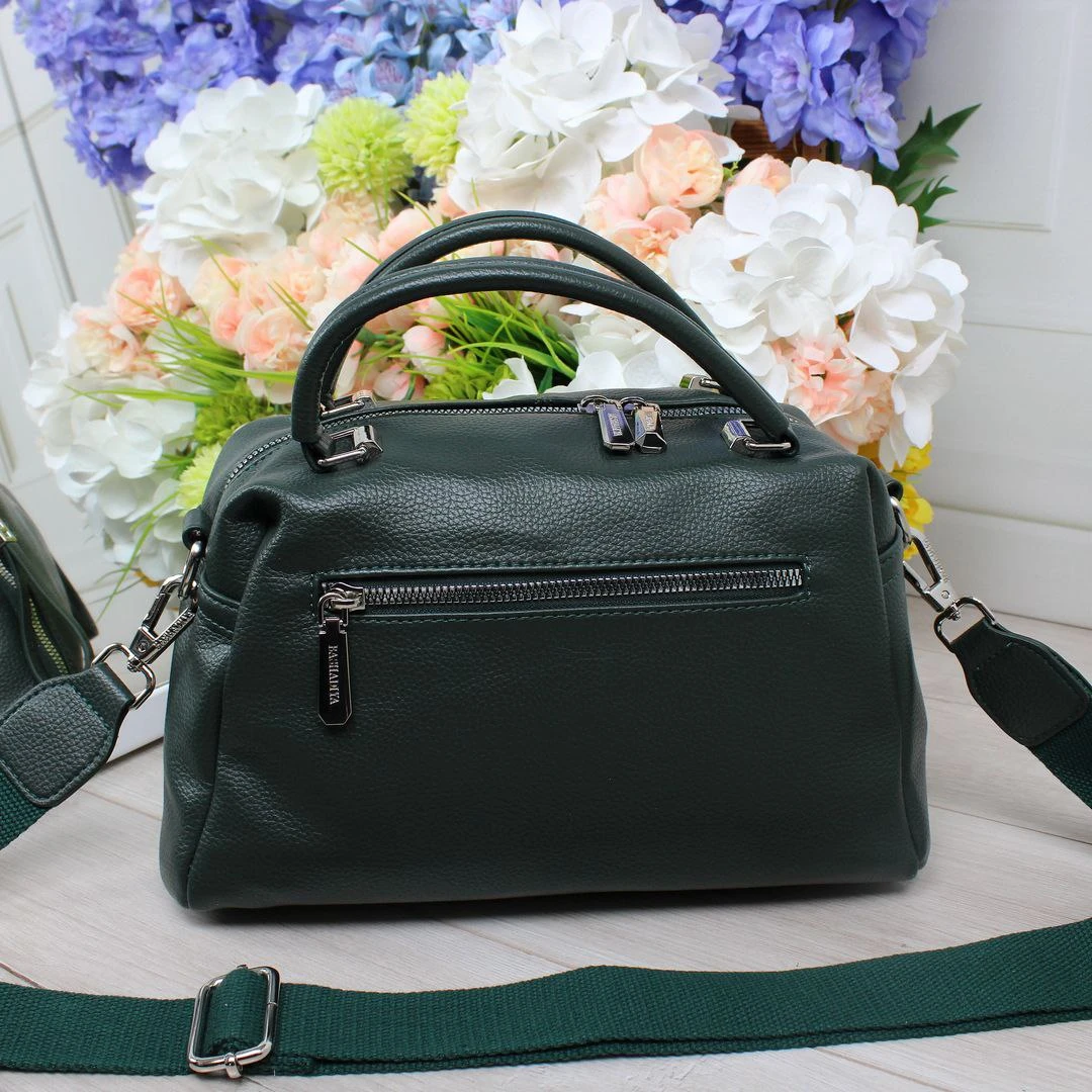 Жіноча зелена сумочка через плече з екошкіри люкс якості