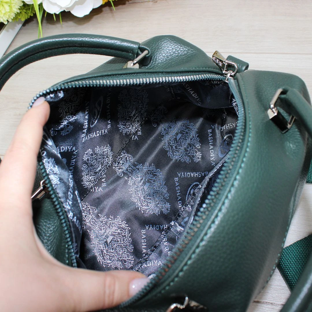 Жіноча зелена сумочка через плече з екошкіри люкс якості