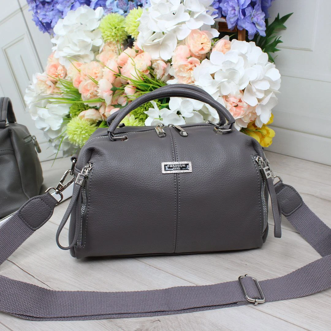 Жіноча графітова сумочка через плече з екошкіри люкс якості