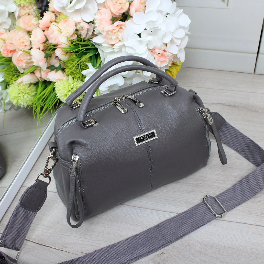 Жіноча графітова сумочка через плече з екошкіри люкс якості