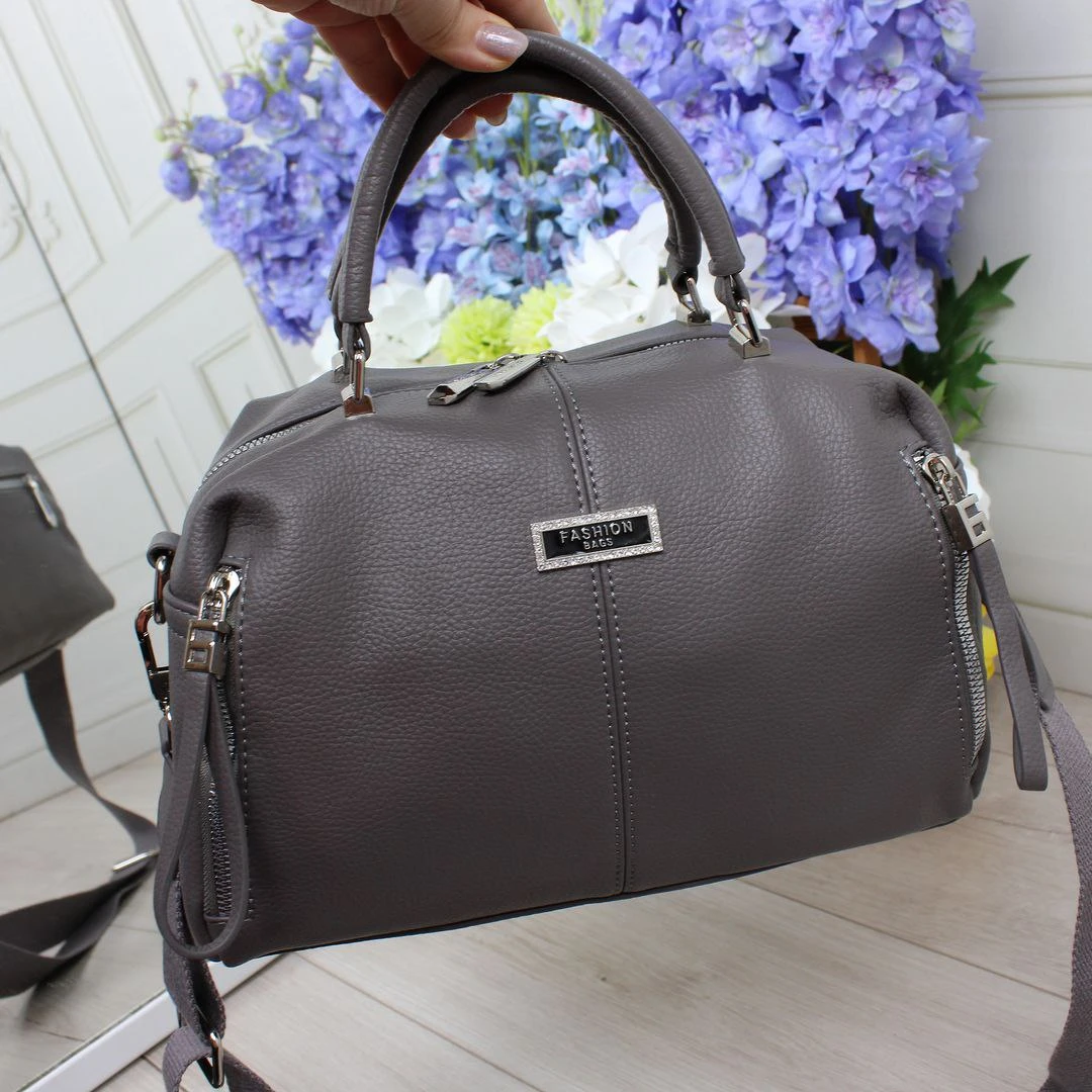 Жіноча графітова сумочка через плече з екошкіри люкс якості