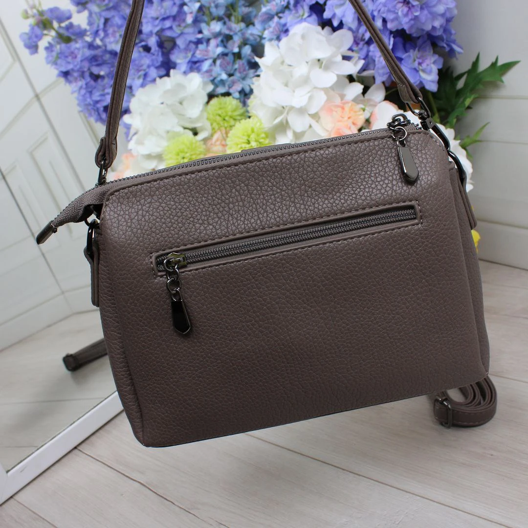 Жіноча сумка пильної троянди з екошкіри через плече на три відділення