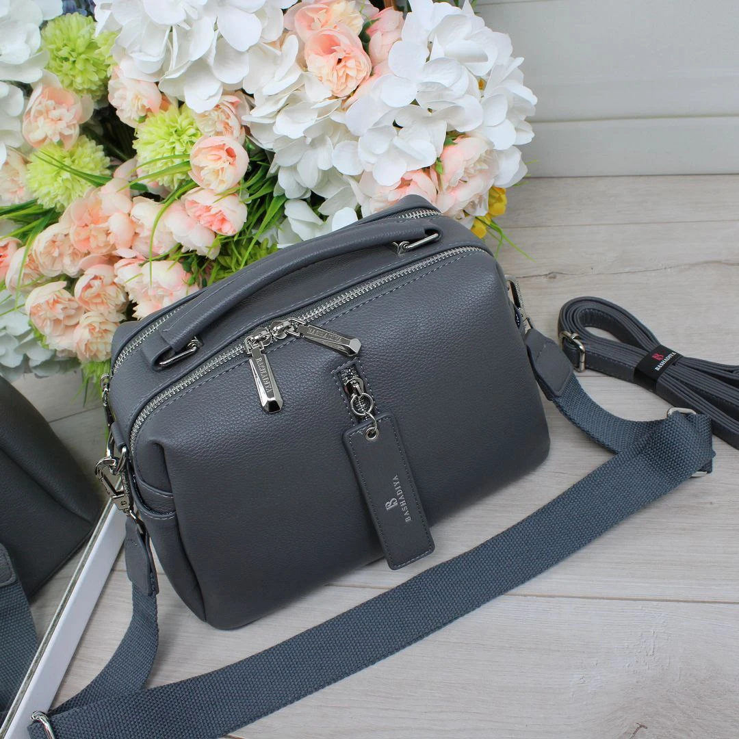 Жіноча графітова сумка через плече з екошкіри люкс якості