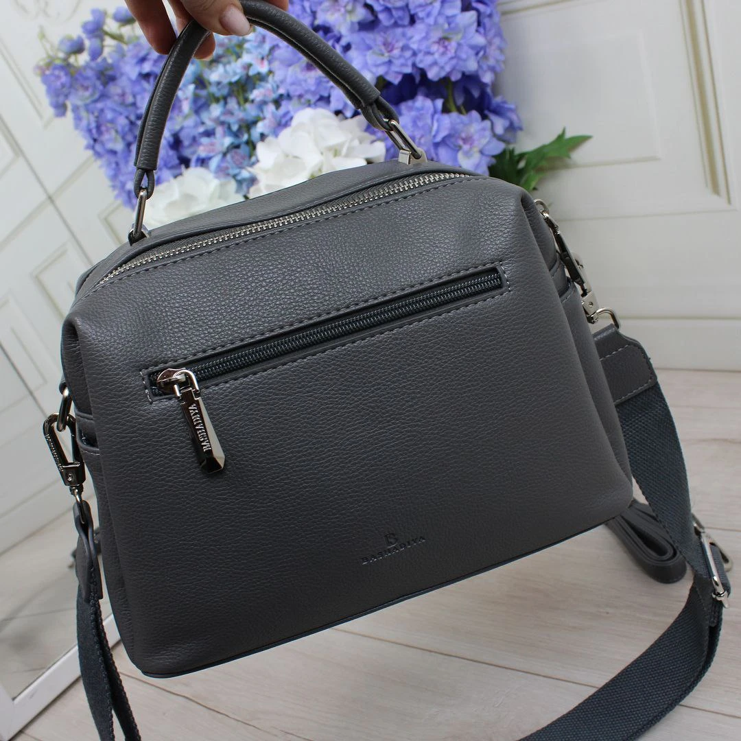 Жіноча графітова сумка через плече з екошкіри люкс якості