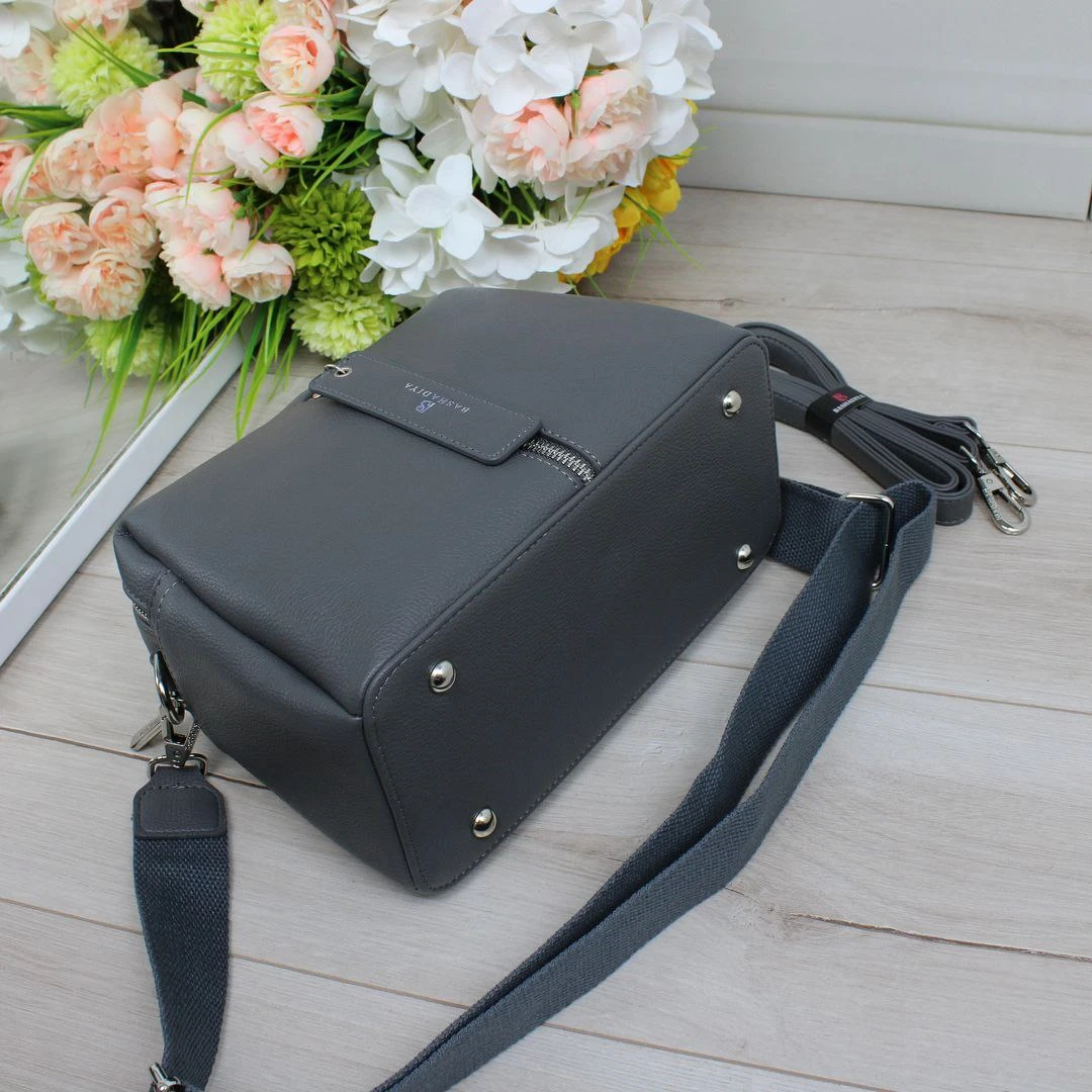 Жіноча графітова сумка через плече з екошкіри люкс якості