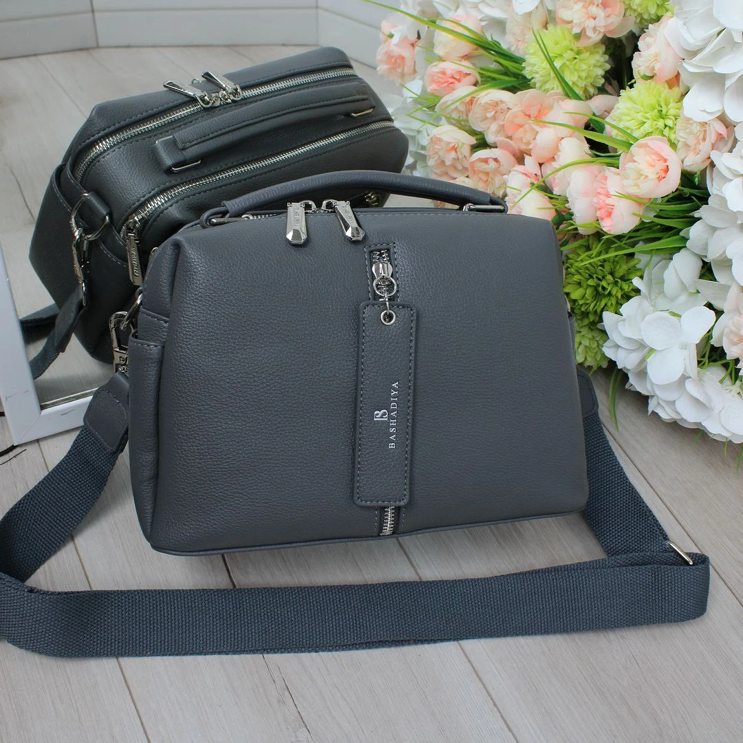 Жіноча графітова сумка через плече з екошкіри люкс якості