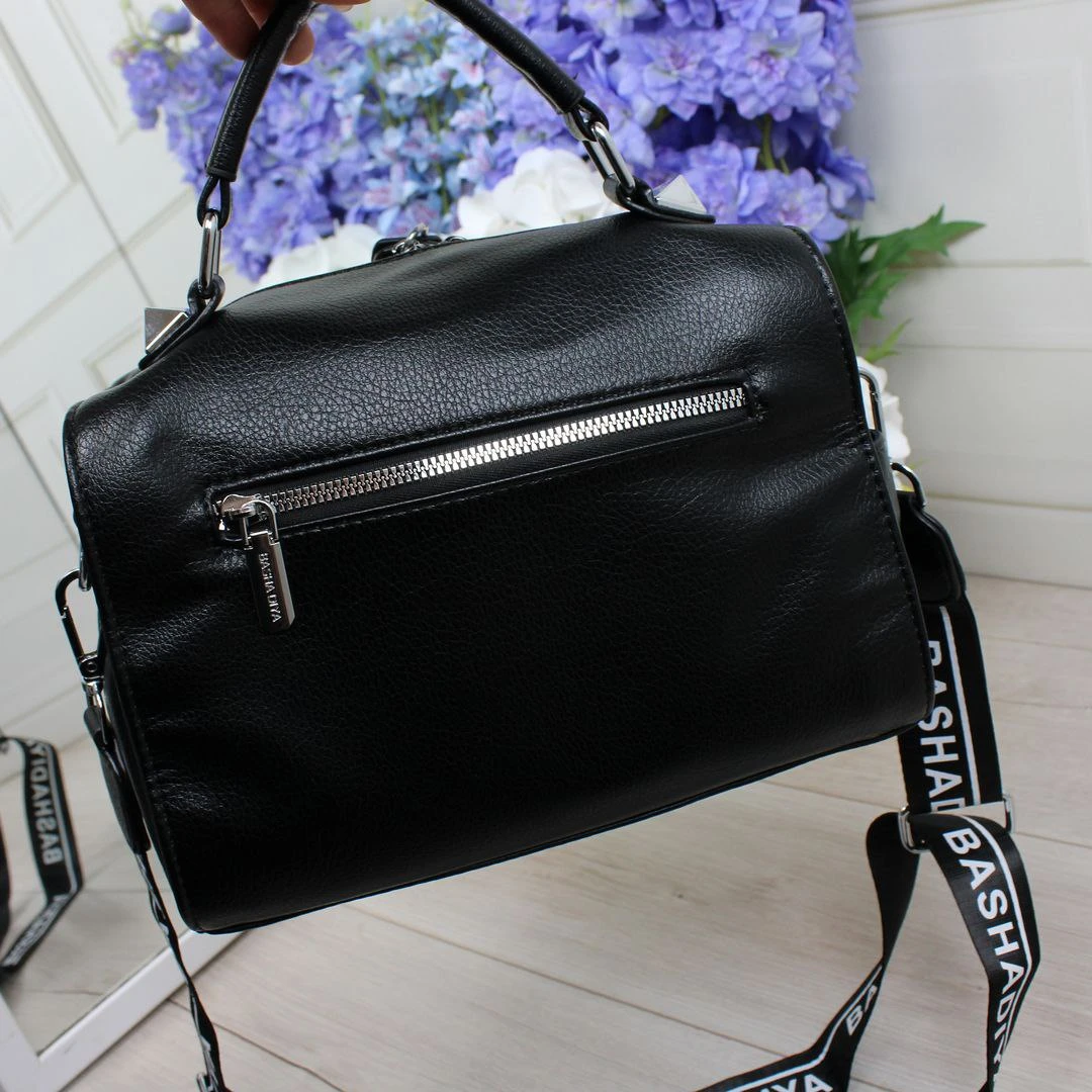 Жіноча чорна сумка через плече з екошкіри люкс якості