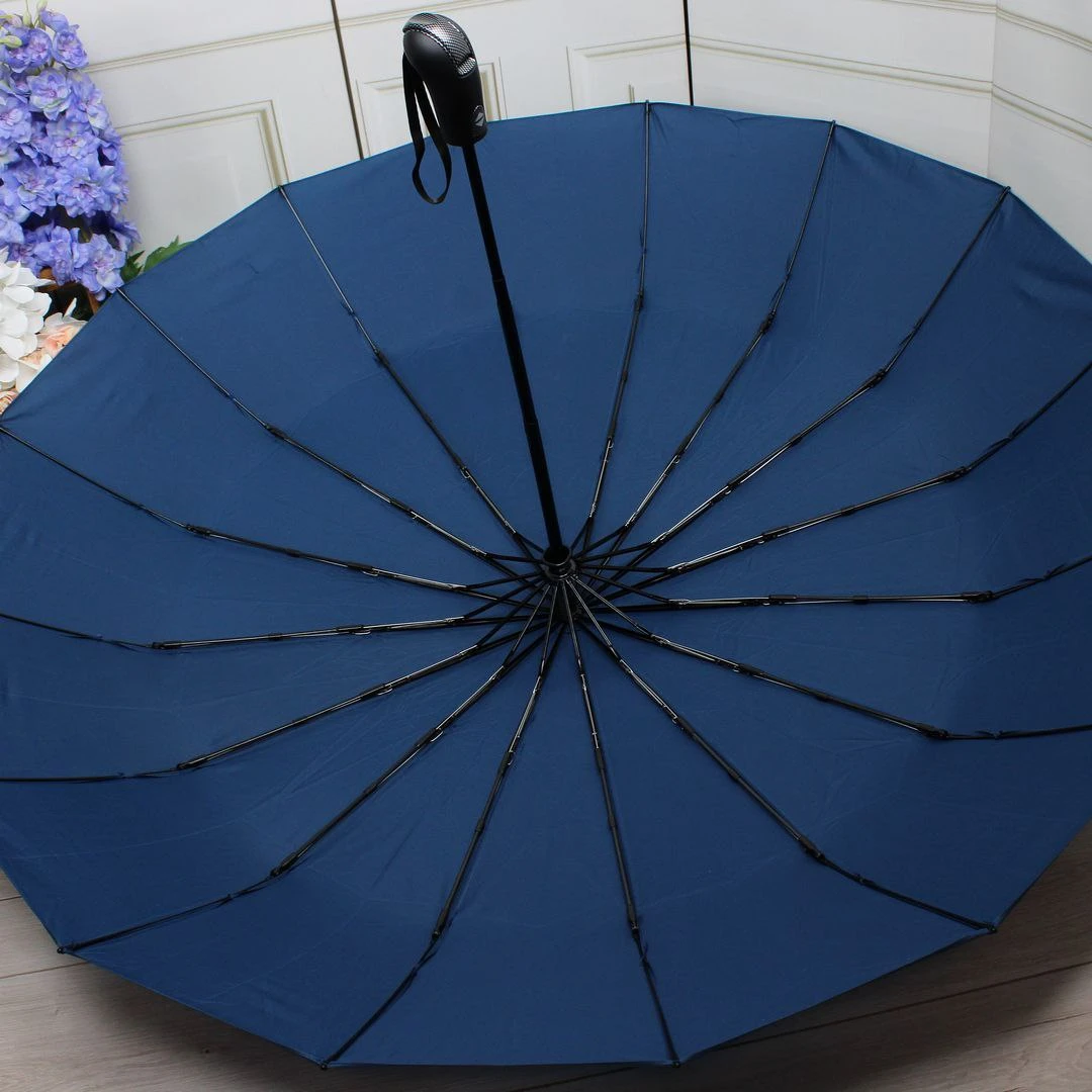 Президентська синя парасолька-автомат на 16 спиць з великим куполом