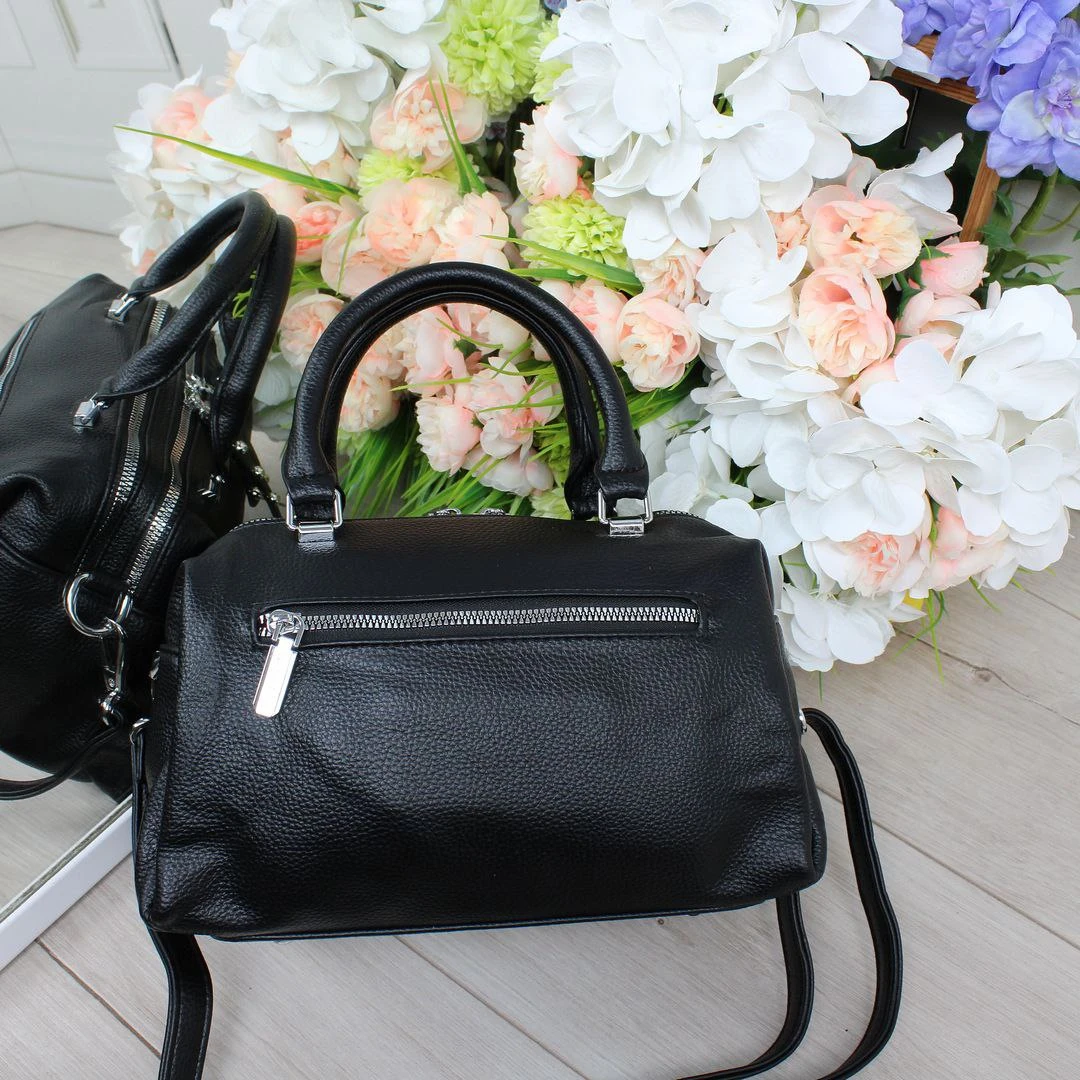 Жіноча чорна сумка крос-боді з екошкіри люкс якості через плече
