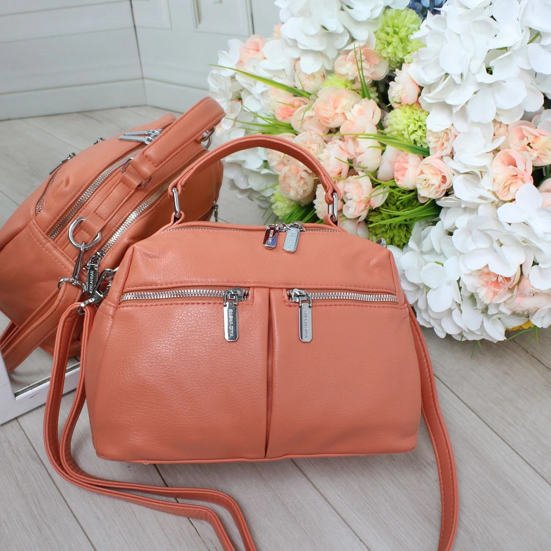 Жіноча оранжева сумка крос-боді з екошкіри люкс якості через плече