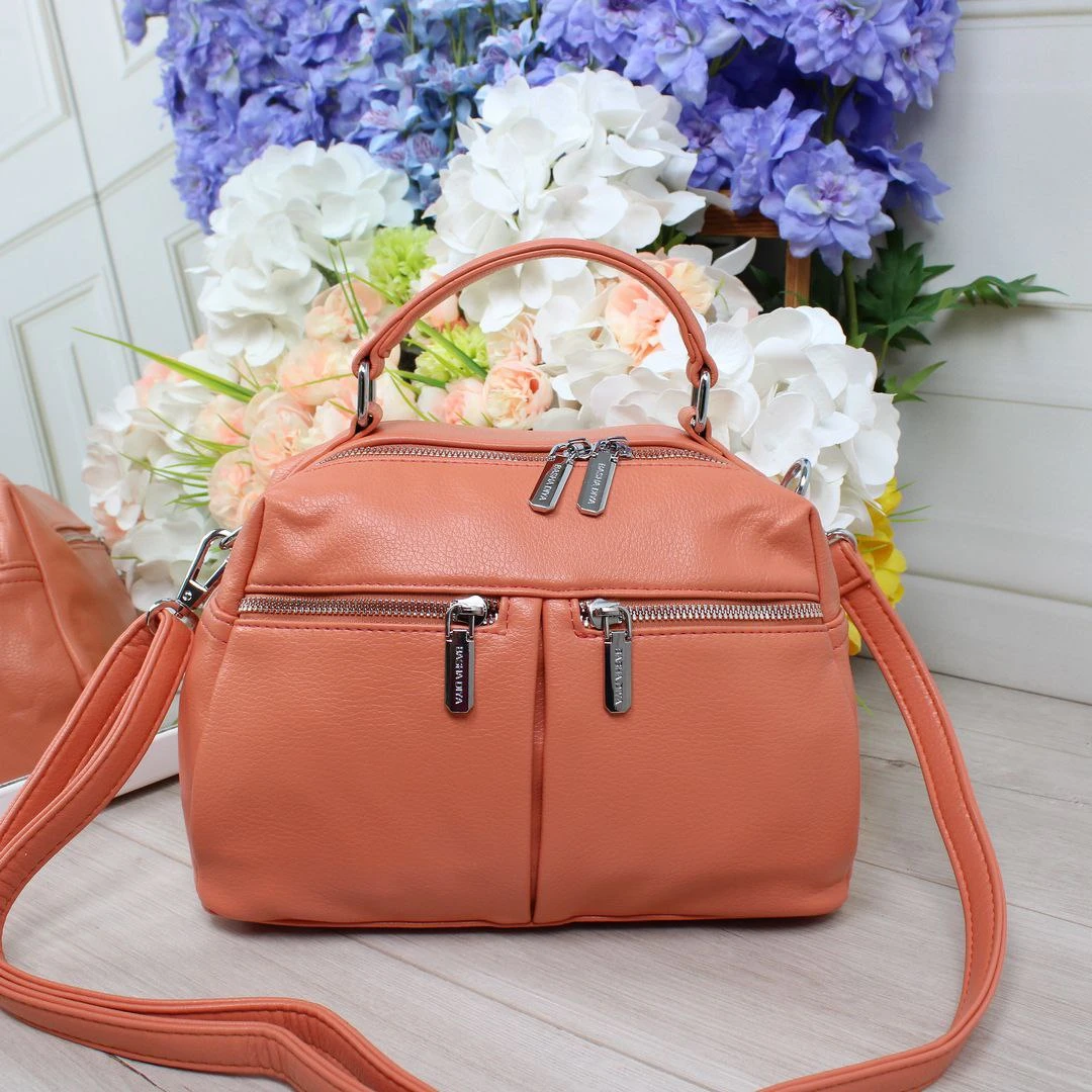 Жіноча оранжева сумка крос-боді з екошкіри люкс якості через плече