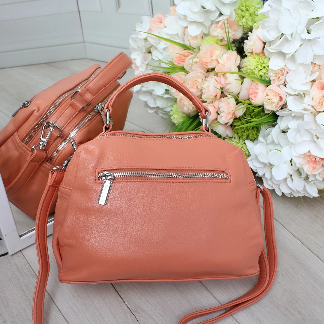 Жіноча оранжева сумка крос-боді з екошкіри люкс якості через плече