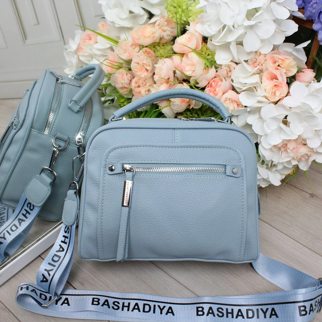 Жіноча блакитна сумка крос-боді з екошкіри люкс якості через плече
