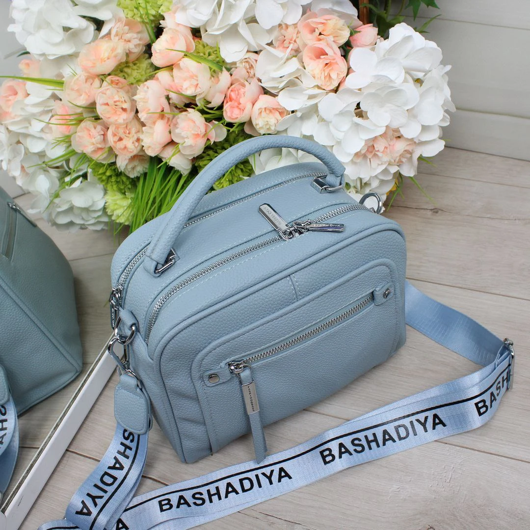 Жіноча блакитна сумка крос-боді з екошкіри люкс якості через плече