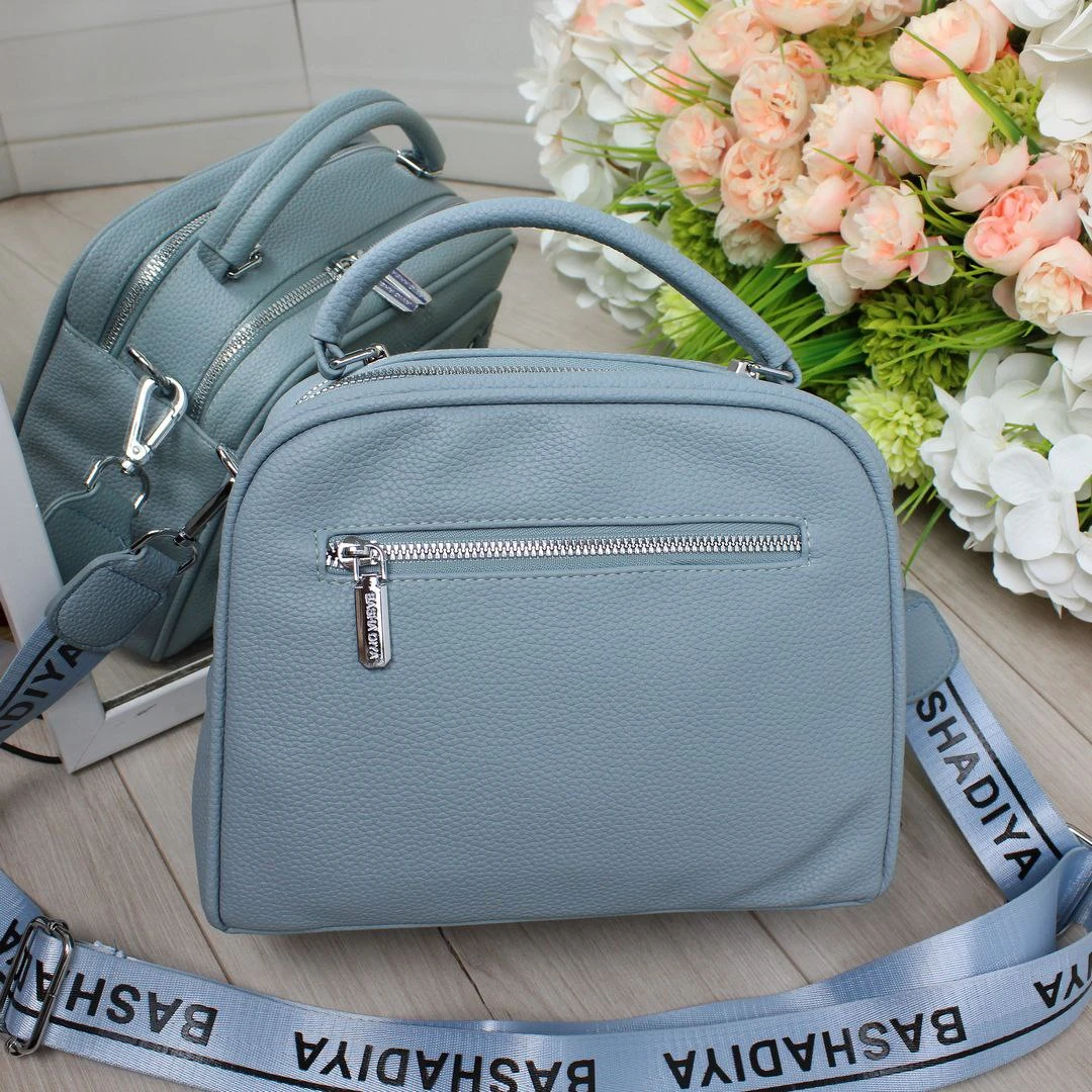 Жіноча блакитна сумка крос-боді з екошкіри люкс якості через плече