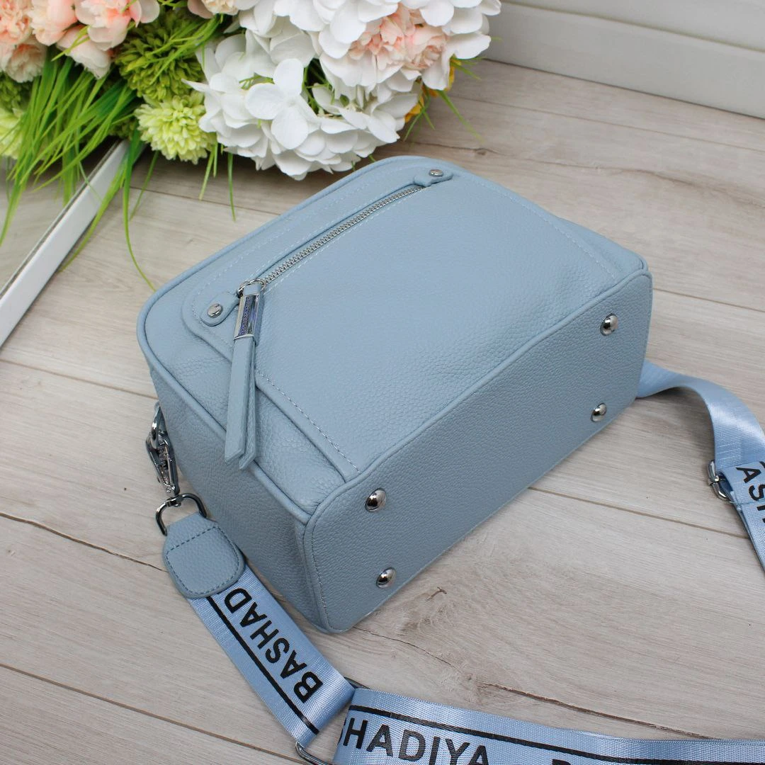 Жіноча блакитна сумка крос-боді з екошкіри люкс якості через плече