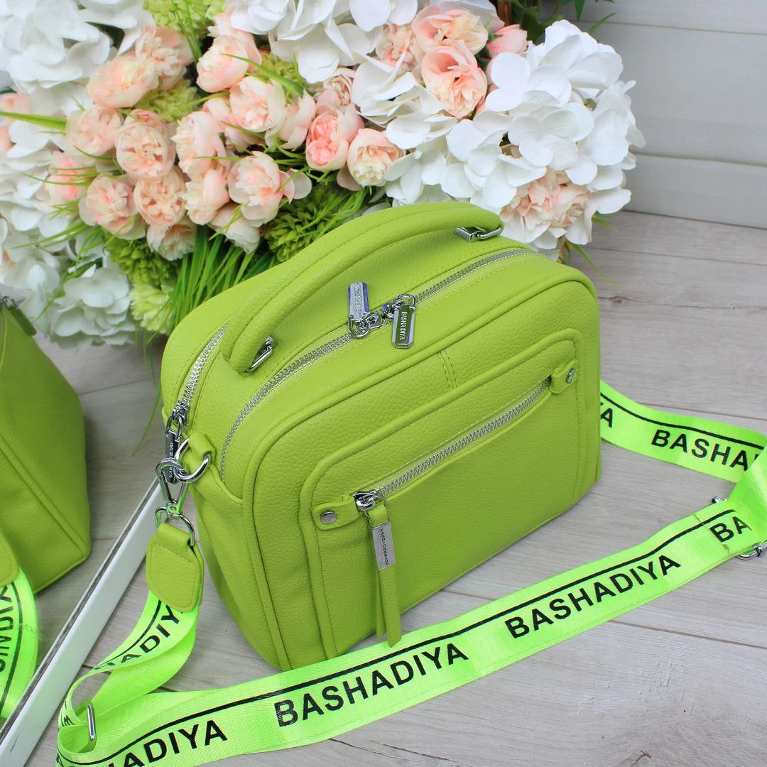 Жіноча зелена сумка крос-боді з екошкіри люкс якості через плече