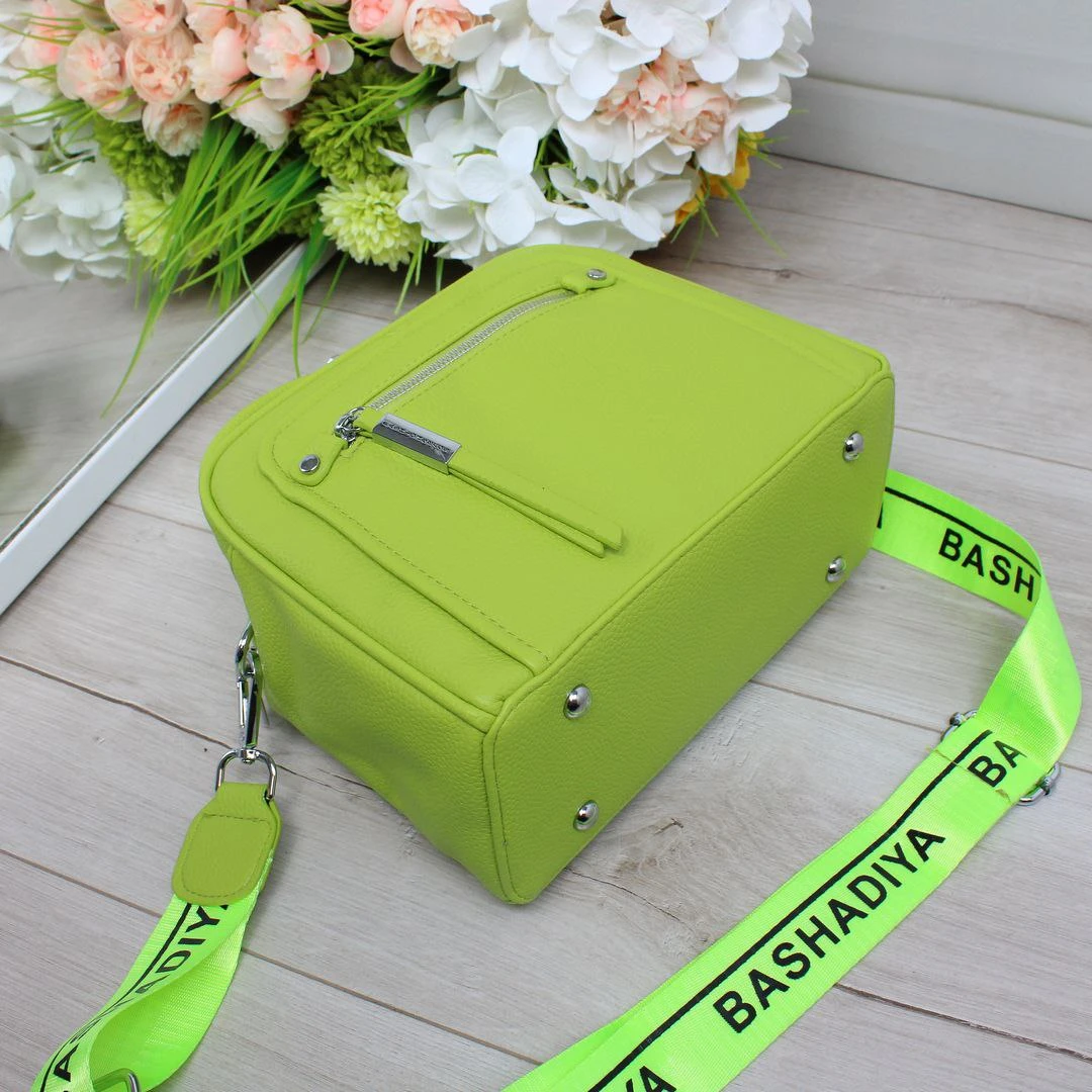 Жіноча зелена сумка крос-боді з екошкіри люкс якості через плече